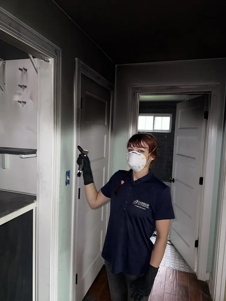Choice City Water Restoration technician in protective gear on a job in Fort Collins